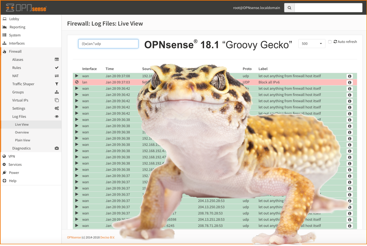 Deciso announces OPNsense® 18.1 “Groovy Gecko” 500 times improved