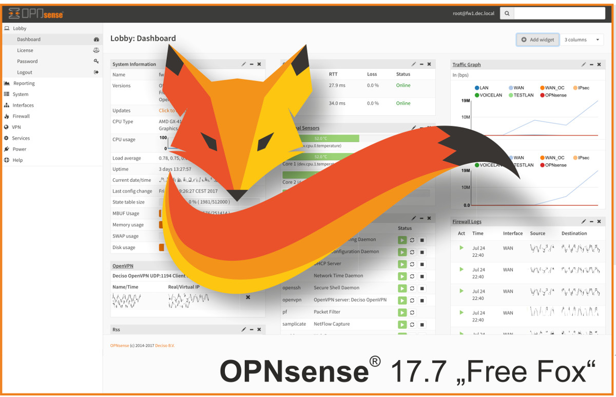 Deciso announces the next major release of OPNsense 17.7 “Free Fox”